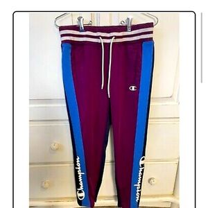 CHAMPION Purple/Blue/White Script Slim Jogger Track Sweatpant Women’s XS #87